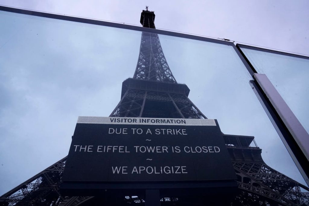 Eiffel Tower closed to visitors after strike