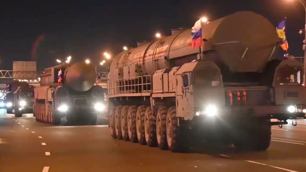 Chilling video shows Putin moving Yars nuclear missile launchers on death convoy towards Moscow after Sweden joins Nato