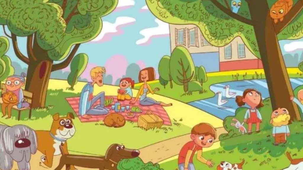 There are plenty of pets including a cat that everyone can see – but a deadly lion is lurking…can you spy it in 5 secs?