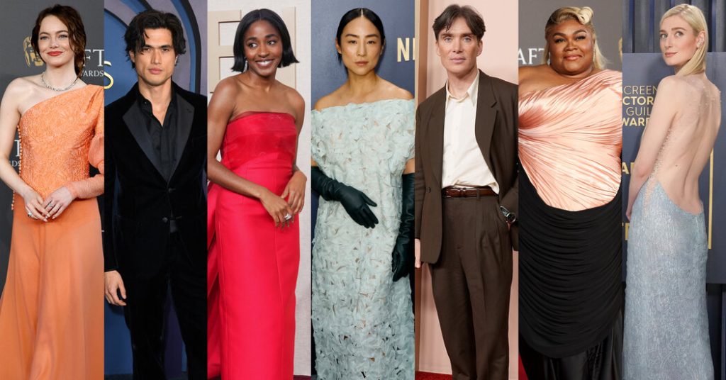 Awards Show Glamour From Emma Stone, Charles Melton, Greta Lee, Cillian Murphy and More