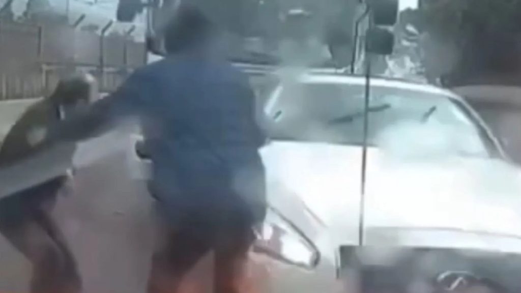 Shocking moment drivers stop in middle of the MOTORWAY to row over prang – before truck ploughs into them leaving 1 dead