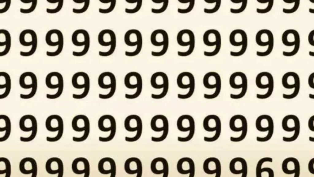You have 20/20 vision if you can spot the odd number in this sequence of 9s in under seven seconds