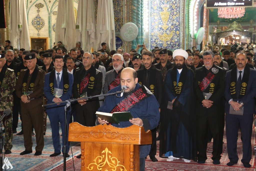 In pictures.. The Holy Imam Ali Shrine raises the banner of grief, marking the beginning of the martyrdom ceremony of Imam Ali, peace be upon him.