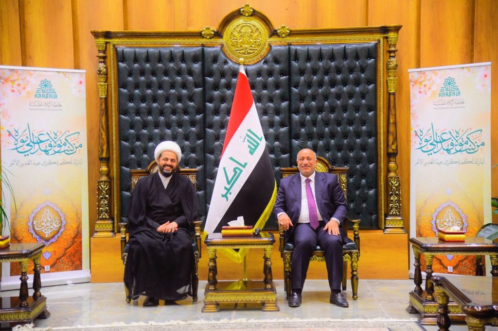 Karbala Governor discusses with Sheikh Qais Khazali the governorate’s readiness for the Ashura visit