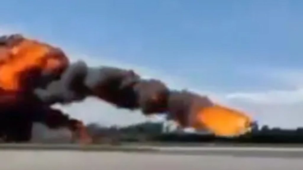 Horror moment fighter jet pilot is killed in training exercise as plane plummets into the ground and erupts in fireball