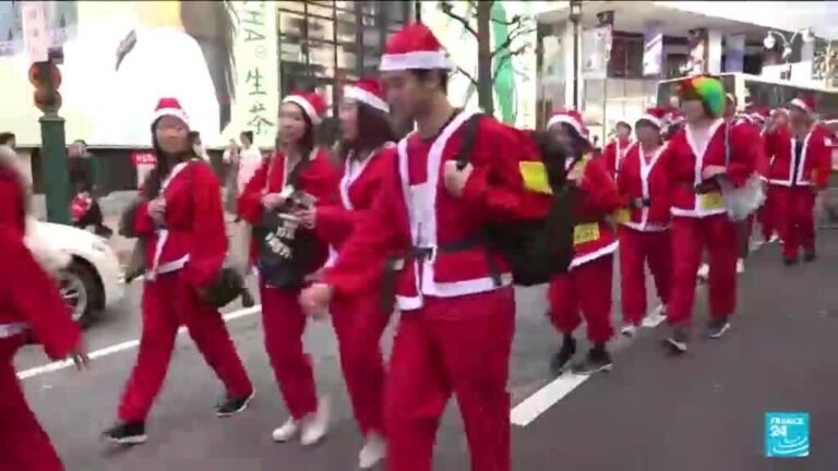 Santa Claus parade in Japan for a charity event aiming to raise money for sick children
