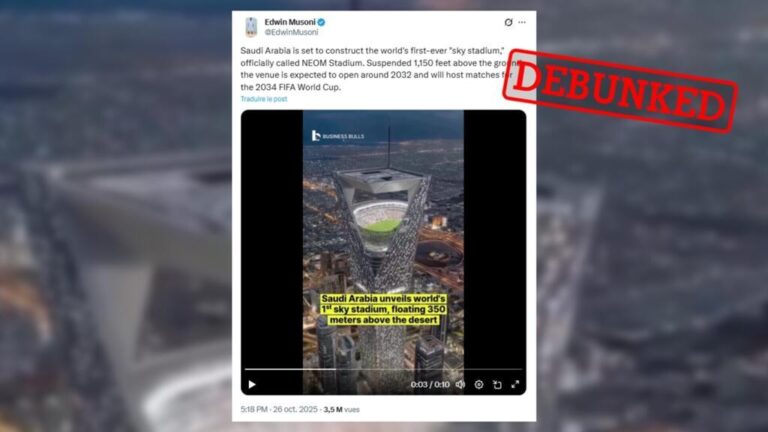 No, these images do not show Saudi Arabia’s NEOM stadium