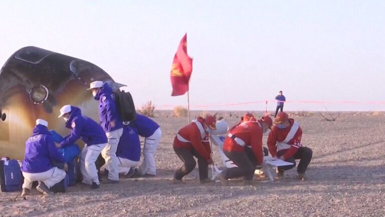 Stranded Chinese astronauts return to Earth after space capsule damaged | Science, Climate & Tech News