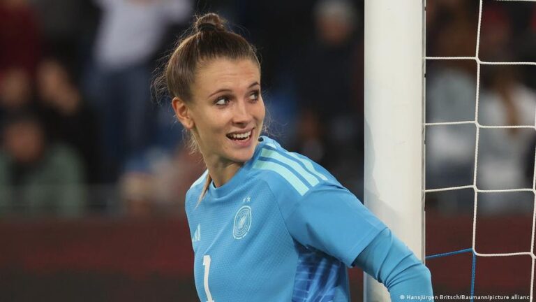 Germany goalkeper Ena Mahmutovic takes her chance
